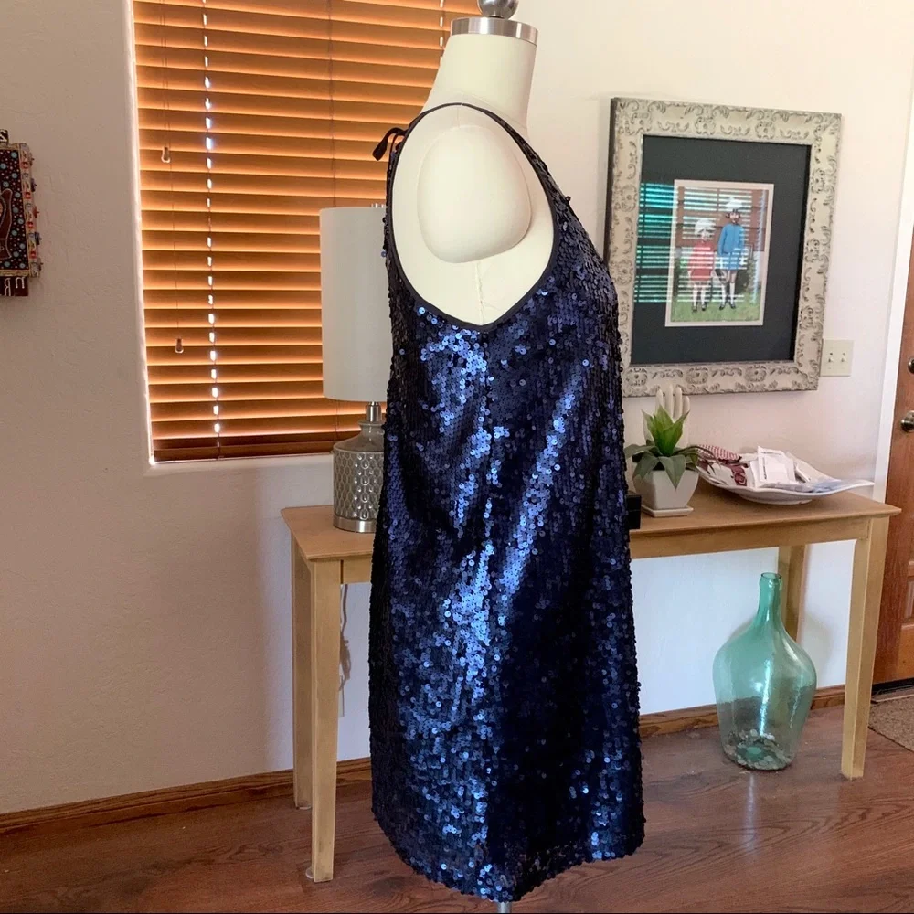 Flirty midnight blue matte sequin Forever 21 (?) mini dress - Picture 7 of 11